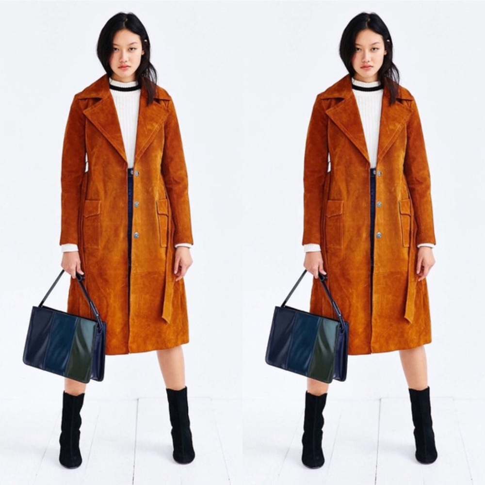 Urban Outfitters x Ecote Suede Leather Trench Coat - Picture 2 of 8